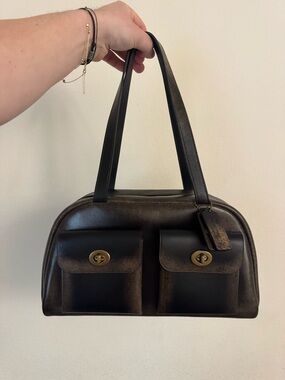 Coach Loved Leather Twin Turnlock Shoulder Bag